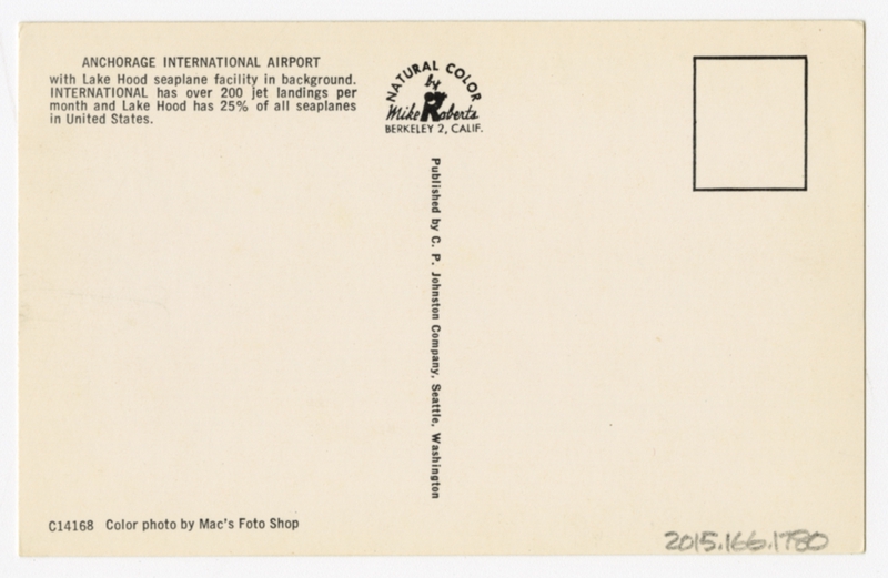 Image: postcard: Anchorage International Airport, Northwest Airlines, Boeing 707, Douglas DC-3, Lockheed Constellation