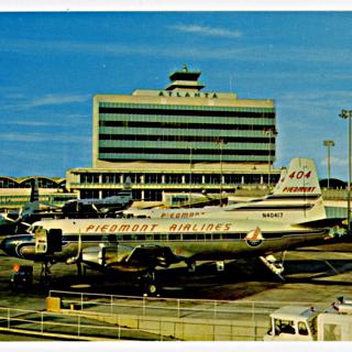 Image #1: postcard: Atlanta International Airport, Martin 4-0-4, Piedmont Airlines