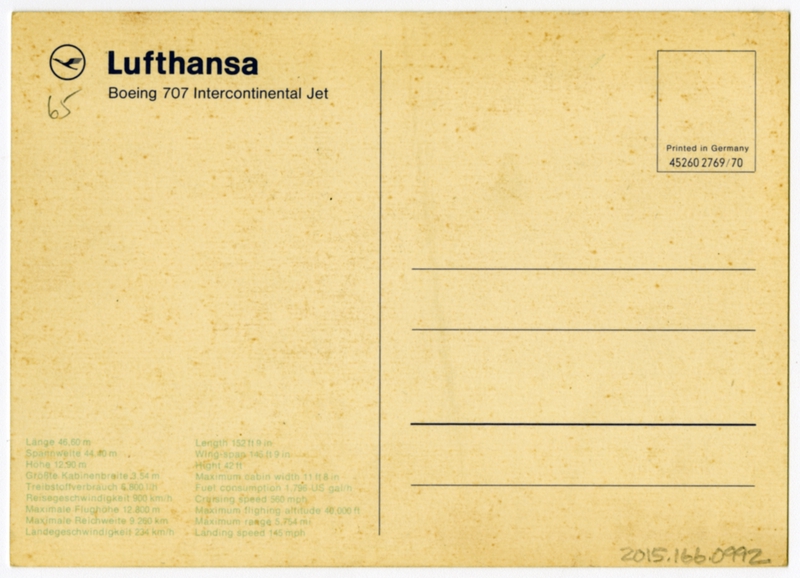 Image: postcard: Lufthansa, Boeing 707