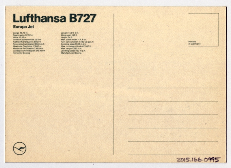 Image: postcard: Lufthansa, Boeing 727