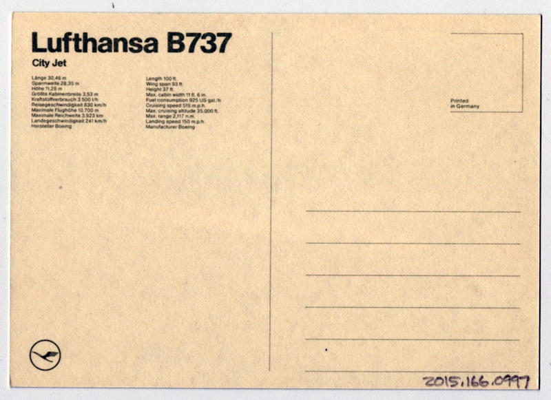 Image: postcard: Lufthansa, Boeing 737
