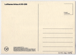 Image: postcard: Lufthansa, Airbus A310-200