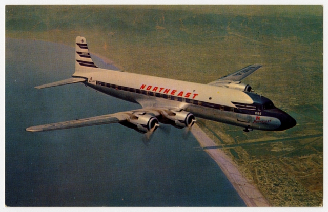 Postcard: Northeast Airlines, Douglas DC-6B Sunliner, Florida