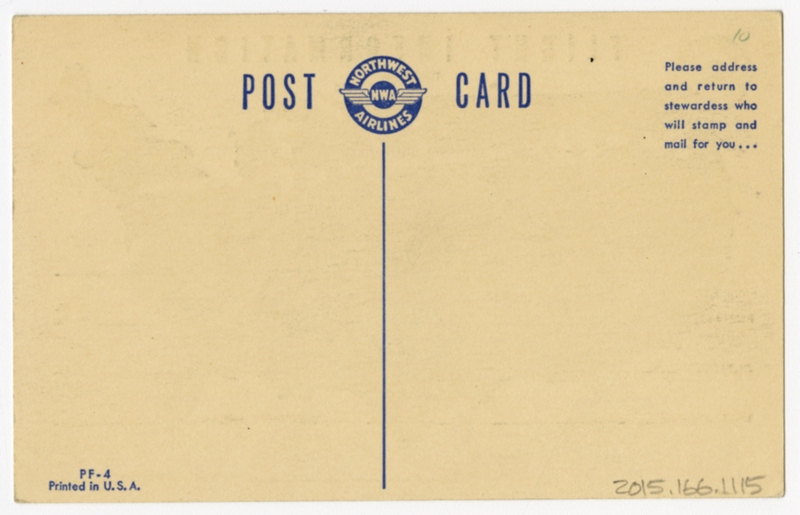Image: postcard: Northwest Airlines, route map