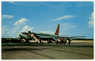 Image: postcard: Northwest Airlines, Boeing 707, Milwaukee Airport