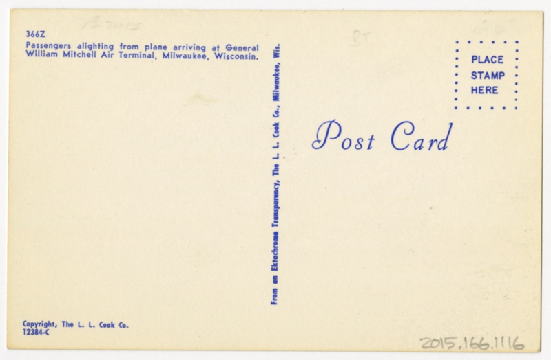 Image: postcard: Northwest Airlines, Boeing 707, Milwaukee Airport