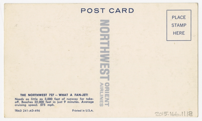 Image: postcard: Northwest Orient Airlines, Boeing 727