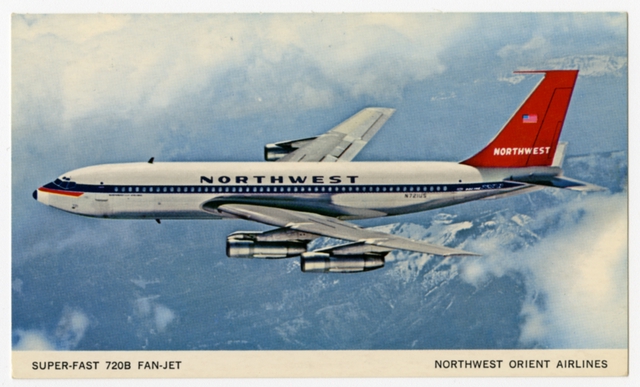 Postcard: Northwest Orient Airlines, Boeing 720B