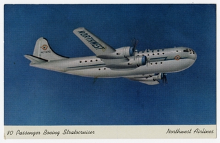 Image: postcard: Northwest Airlines, Boeing 377 Stratocruiser