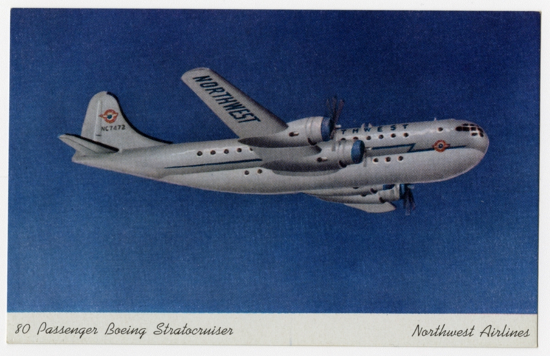 Image: postcard: Northwest Airlines, Boeing 377 Stratocruiser