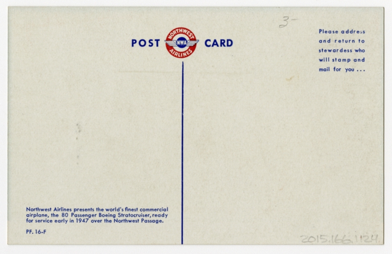 Image: postcard: Northwest Airlines, Boeing 377 Stratocruiser