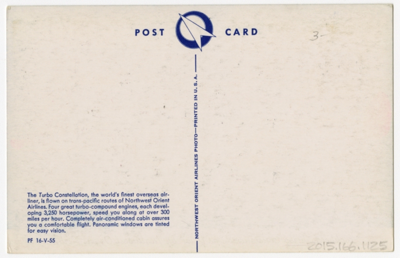 Image: postcard: Northwest Orient Airlines, Lockheed Constellation