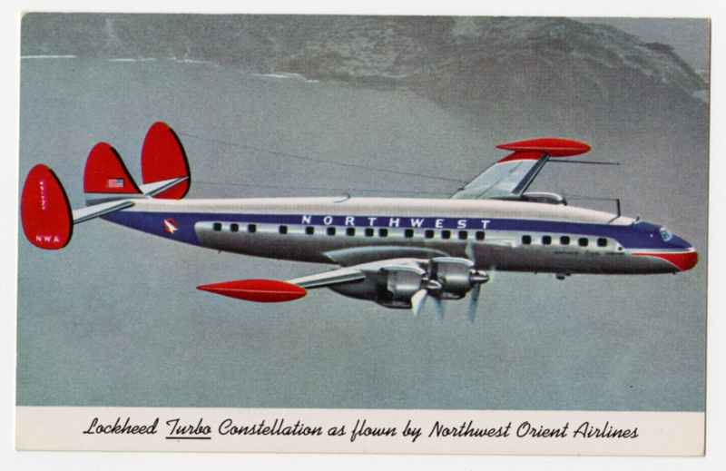 Image: postcard: Northwest Orient Airlines, Lockheed Constellation