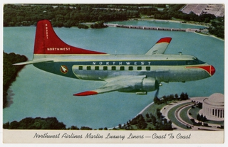 Image: postcard: Northwest Airlines, Martin 4-0-4, Washington DC