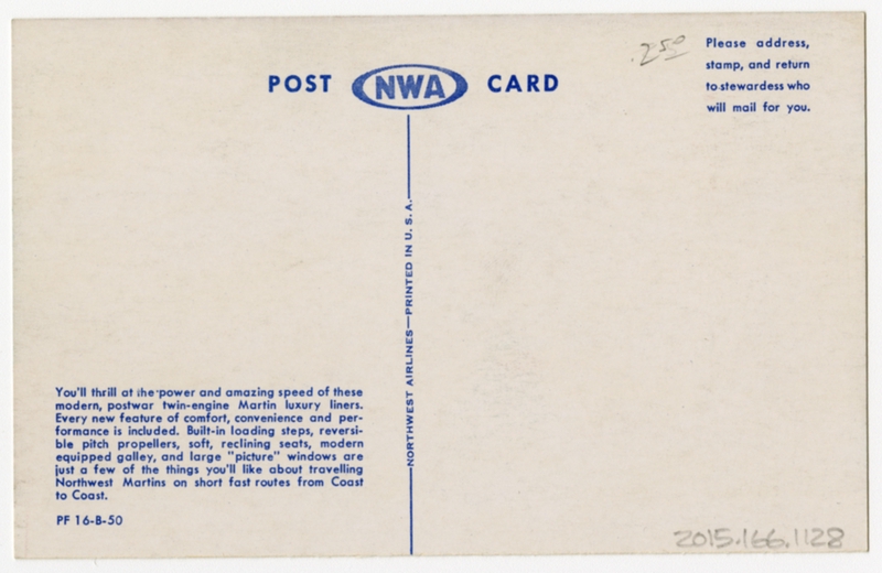 Image: postcard: Northwest Airlines, Martin 4-0-4