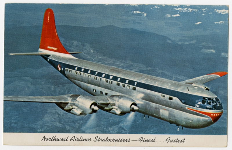 Image: postcard: Northwest Airlines, Boeing 377 Stratocruiser