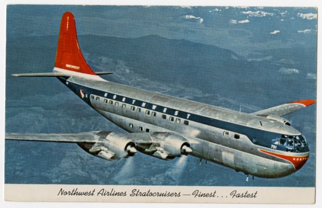 Postcard: Northwest Airlines, Boeing 377 Stratocruiser