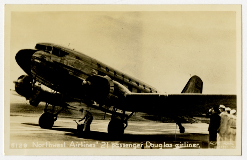 Image: postcard: Northwest Airlines, Douglas DC-3