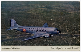 Image: postcard: Northwest Airlines, Douglas DC-3