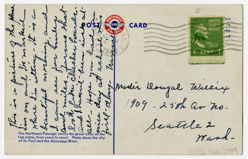 Image: postcard: Northwest Airlines, Douglas DC-3