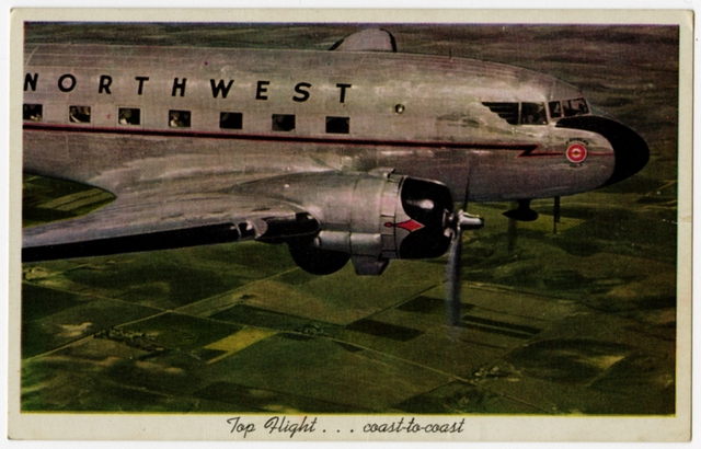 Postcard: Northwest Airlines, Douglas DC-3