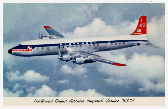 Postcard: Northwest Orient Airlines, Douglas DC-7C