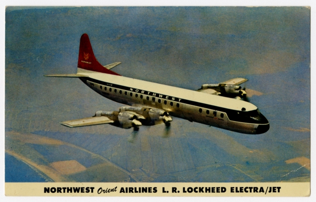 Postcard: Northwest Orient Airlines, Lockheed Electra