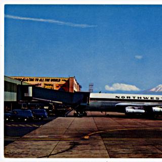 Image #1: postcard: Northwest Orient Airlines, Boeing 720B, Seattle-Tacoma International Airport