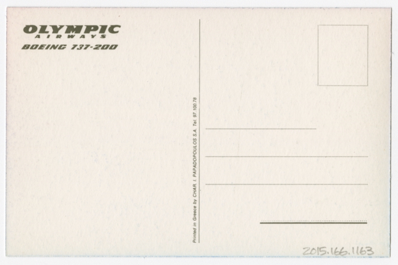 Image: postcard: Olympic Airways, Boeing 737-200