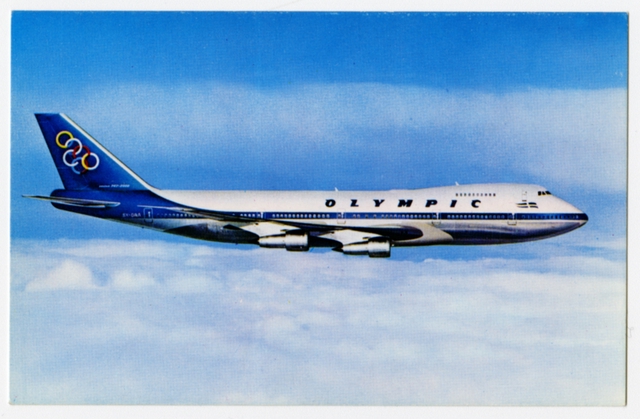 Postcard: Olympic Airways, Boeing 747-200B