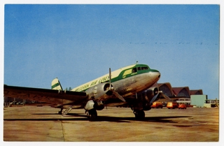 Image: postcard: Douglas DC-3, Ozark Air Lines, Lambert St. Louis Municipal Airport