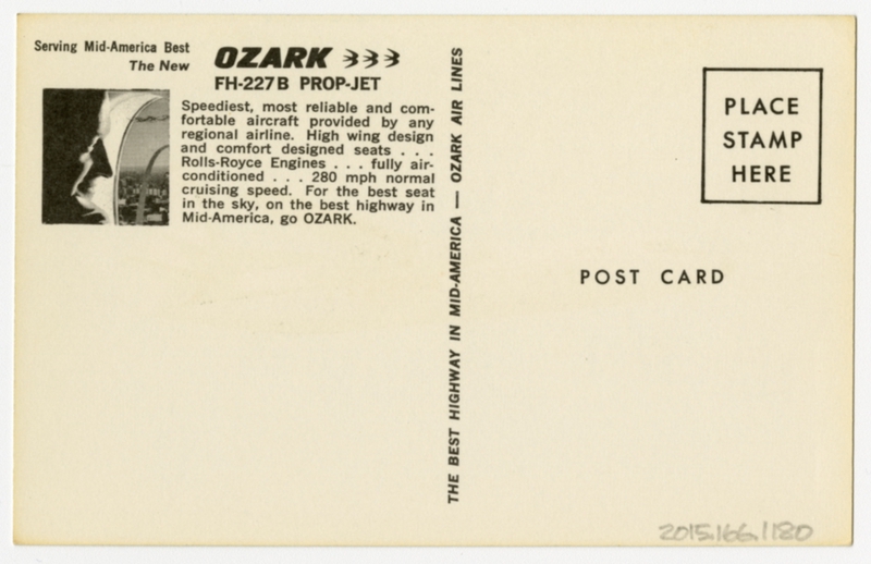 Image: postcard: Ozark Air Lines, Fairchild FH-227B