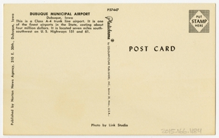 Image: postcard: Dubuque Municipal Airport, Ozark Air Lines, Convair 240