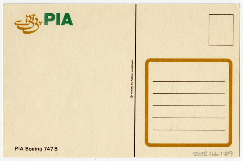 Image: postcard: Pakistan International Airlines, Boeing 747