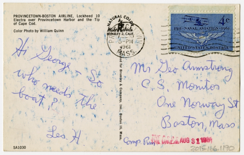 Image: postcard: Provincetown - Boston Airline, Lockheed Electra 10, Provincetown