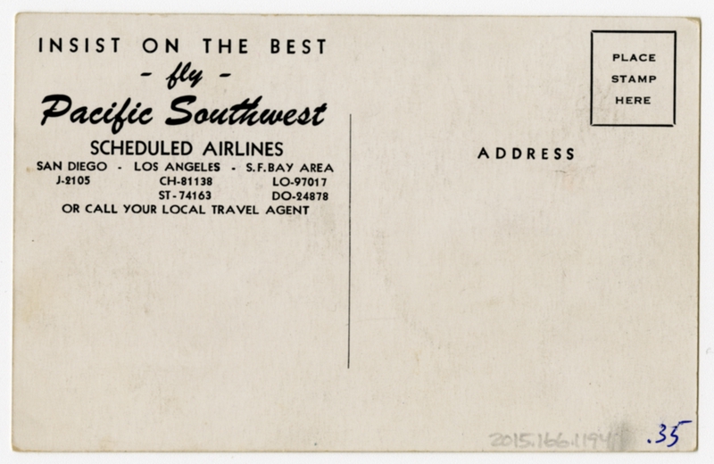 Image: postcard: Pacific Southwest Airlines (PSA), Douglas DC-3