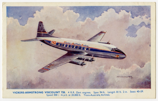 Postcard: Trans Australia Airlines (TAA), Vickers Viscount