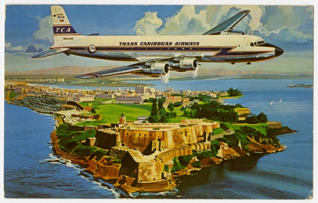 Postcard: Trans Caribbean Airways (TCA), Douglas DC-6B