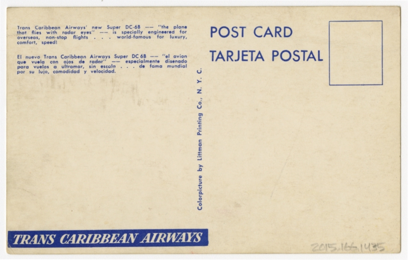 Image: postcard: Trans Caribbean Airways (TCA), Douglas DC-6B