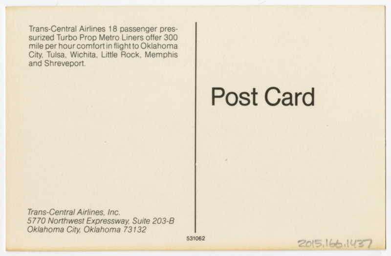 Image: postcard: Trans-Central Airlines, Swearingen Metro
