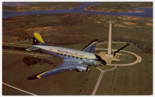 Image: postcard: Trans-Texas Airways, Douglas DC-3, San Jacinto