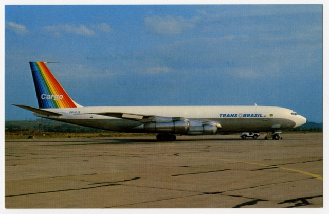 Postcard: TransBrasil, Boeing 707-341C, São Paulo Viracopos Airport