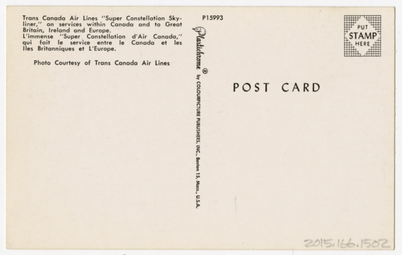 Image: postcard: Trans-Canada Air Lines, Lockheed L-1049 Super Constellation