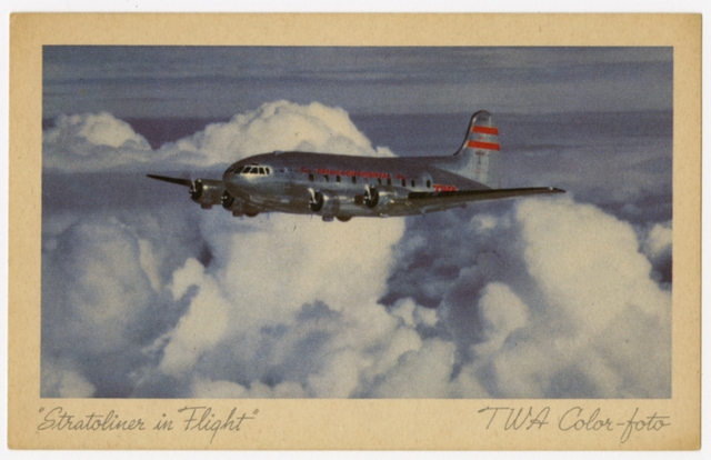 Postcard: Transcontinental & Western Air (TWA), Boeing 307 Stratoliner