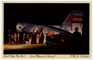 Image: postcard: Transcontinental & Western Air (TWA), Douglas DC-3, New York