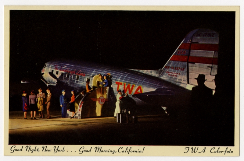 Image: postcard: Transcontinental & Western Air (TWA), Douglas DC-3, New York