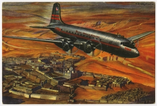 Image: postcard: TWA (Trans World Airlines), Douglas DC-6, Cairo