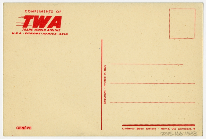 Image: postcard: TWA (Trans World Airlines), Douglas DC-6, Geneva