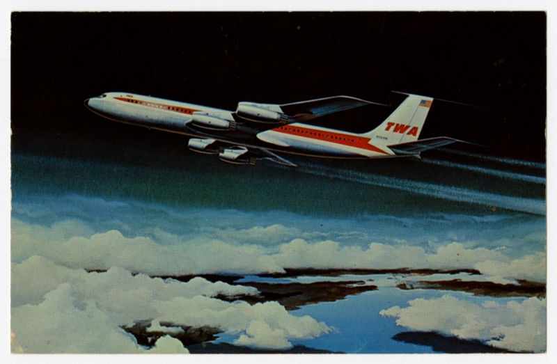 Image: postcard: TWA (Trans World Airlines), Boeing 707
