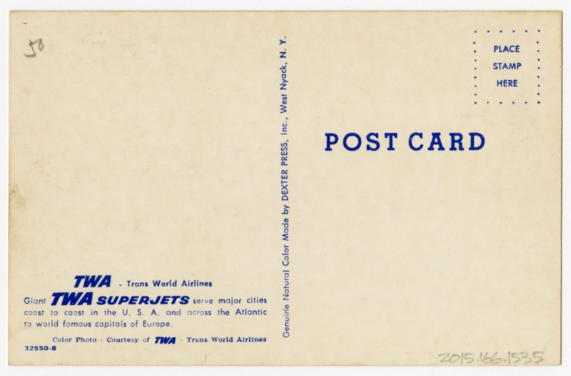 Image: postcard: TWA (Trans World Airlines), Boeing 707